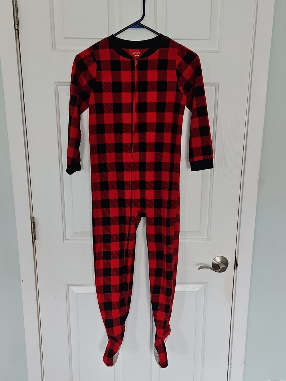 Carter's Red and Black Buffalo Plaid Footed One-Piece